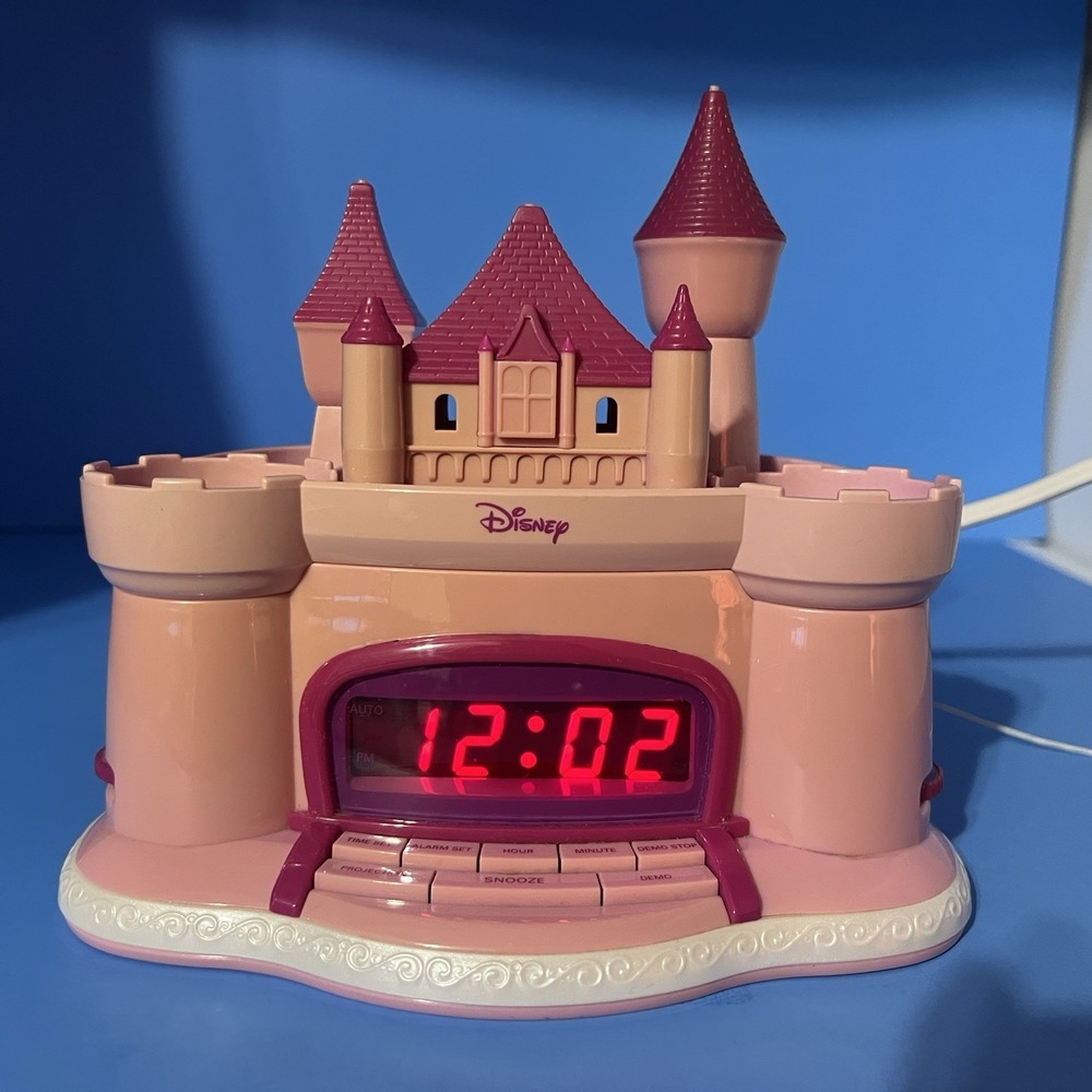 Disney Princess Castle Pink Alarm Clock Radio AM FM Music Kids Room Decor Tested - Picture 3 of 16